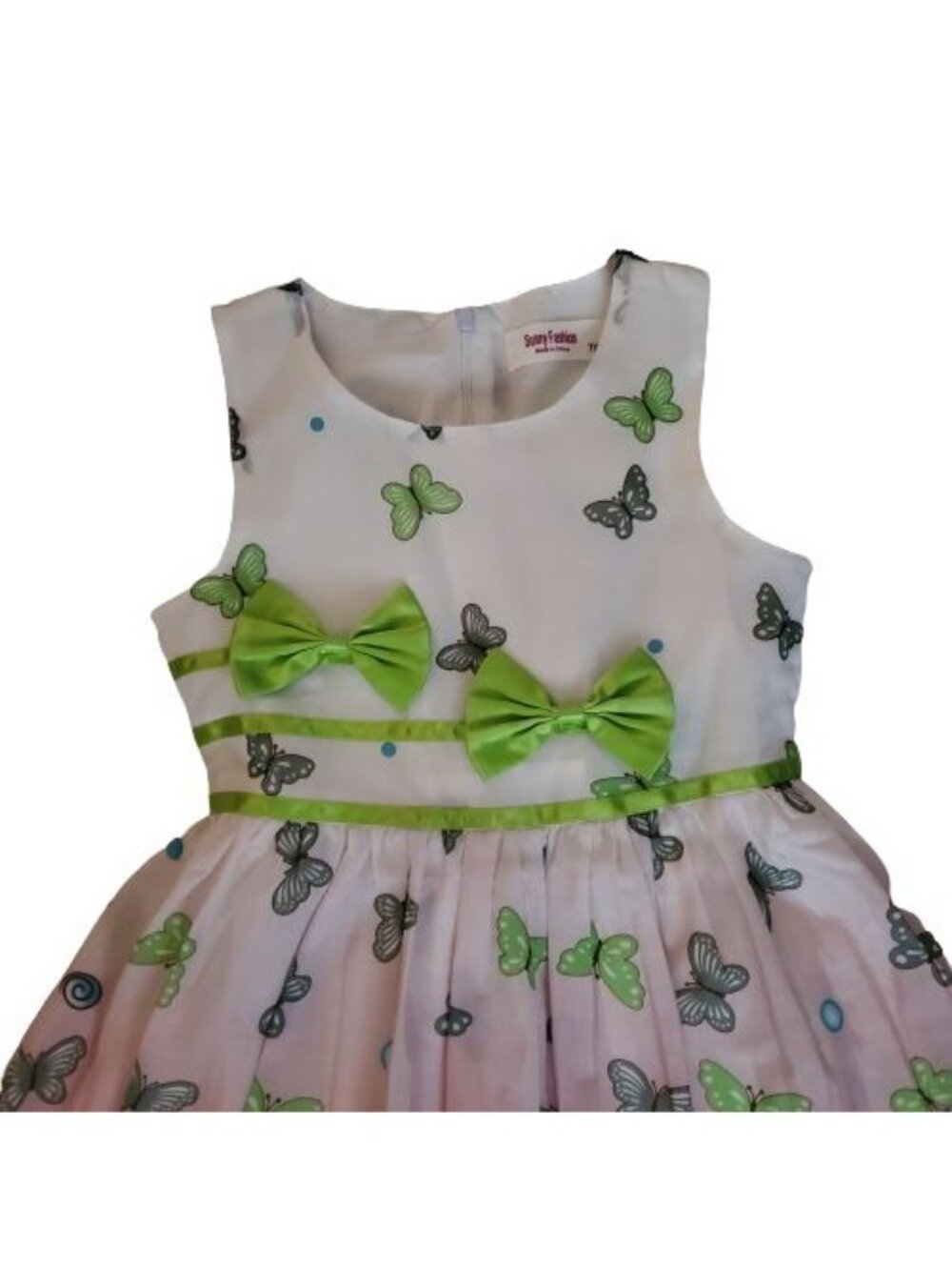 Sunny Fashion Girls Butterfly Green Double Bow Tie Summer Beach Sundress Sz 7/8 - Picture 8 of 16